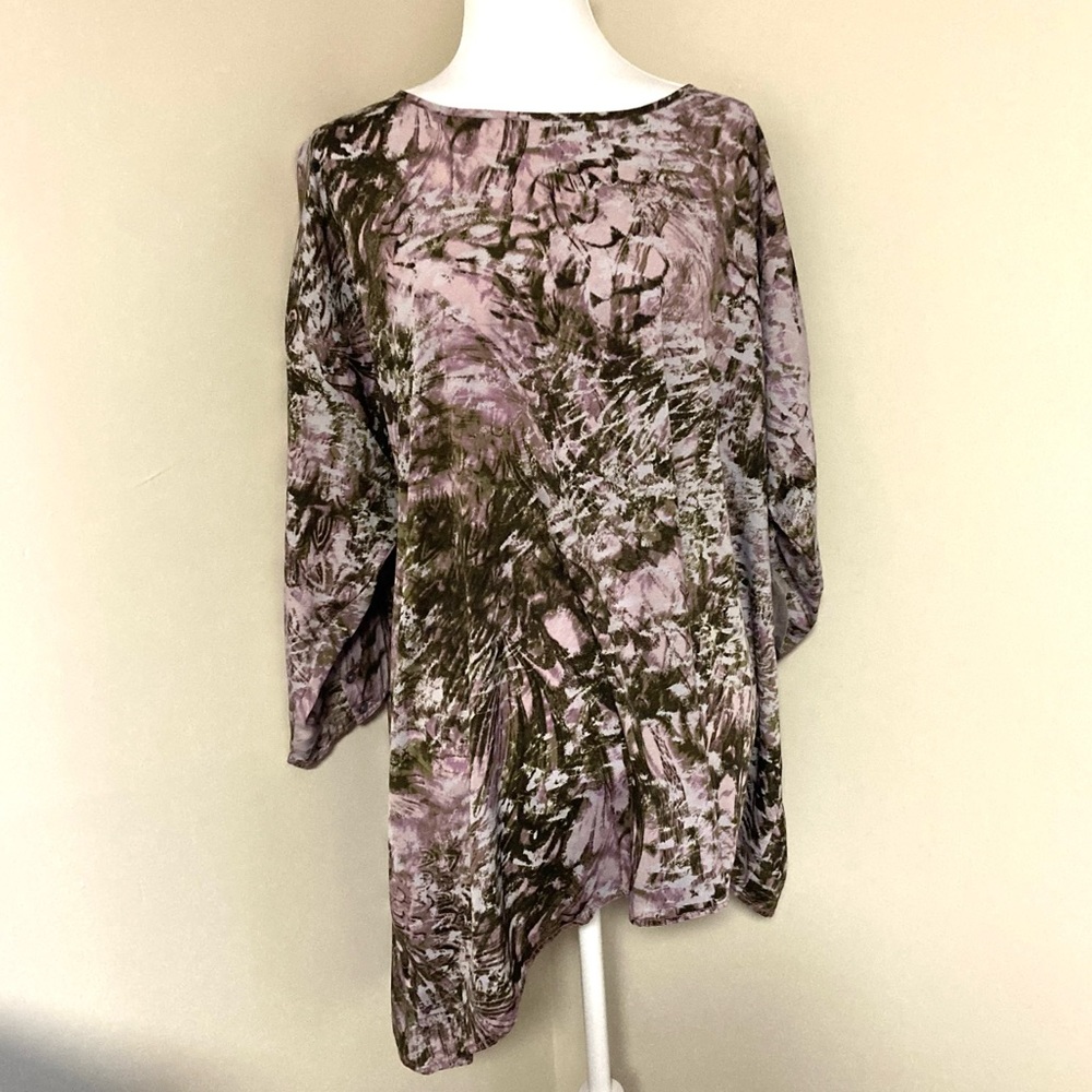 Jennifer Hudson Asymmetrical High Low Lavender Multi Muted Print Tunic T…